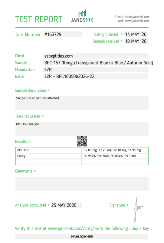BPC-157 10mg COA