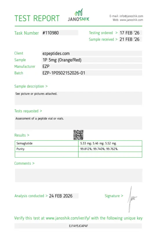 EZP-1P 5mg – (10 vials/Kit) COA