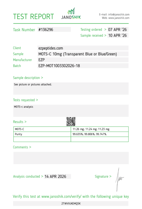 MOTS-C 10mg COA
