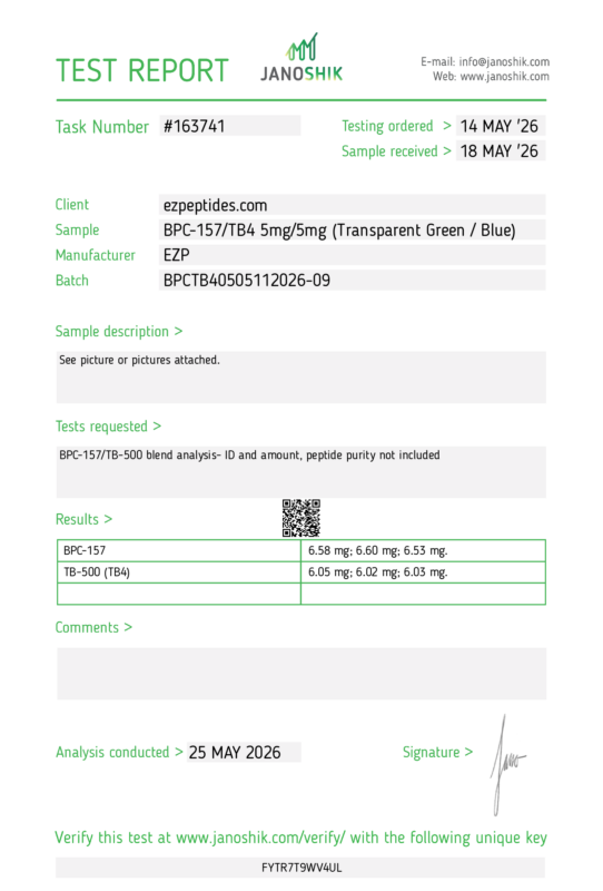 BPC-157 / TB4 Blend 5mg/5mg COA