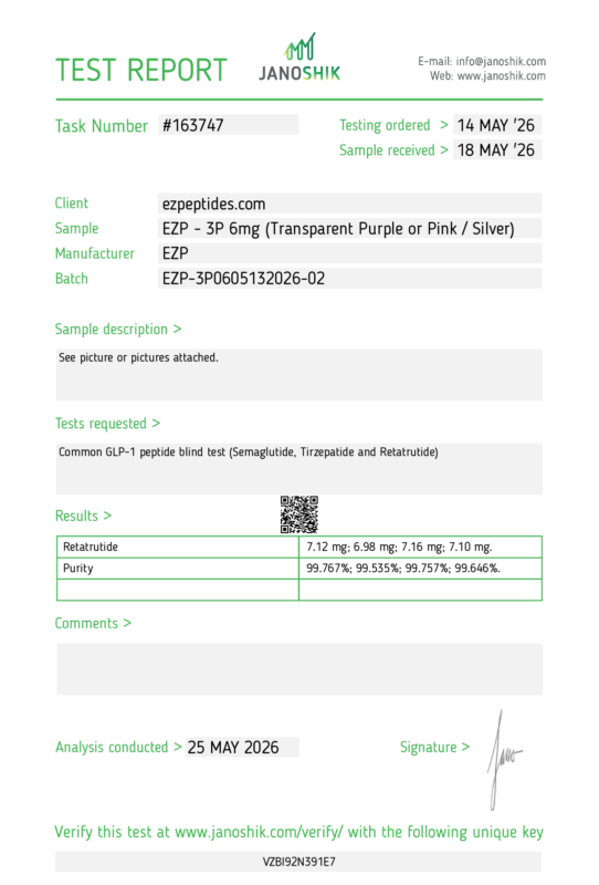 EZP-3P 6mg – (10 vials/Kit) COA