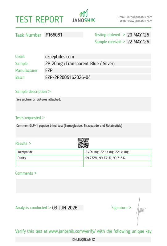 EZP-2P 20mg – (10 vials/Kit) COA