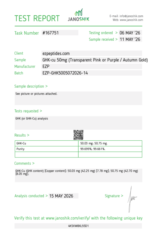 GHK-Cu Lyophilized 50mg COA