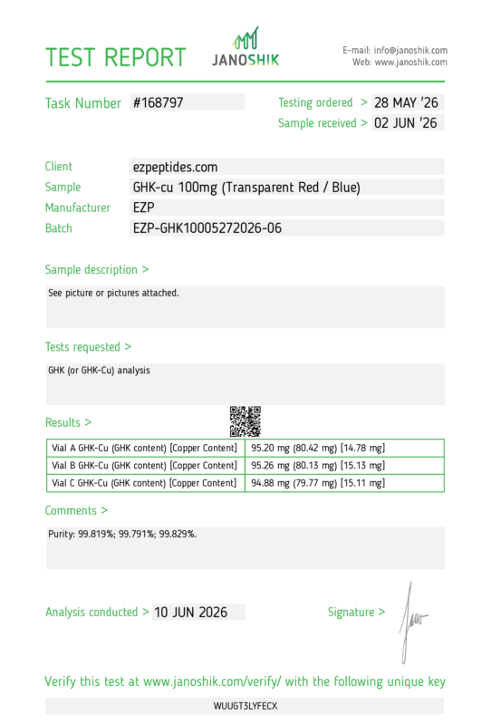 GHK-cu Lyophilized 100mg COA