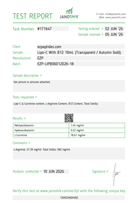 LIPO-C with B12 10ml COA