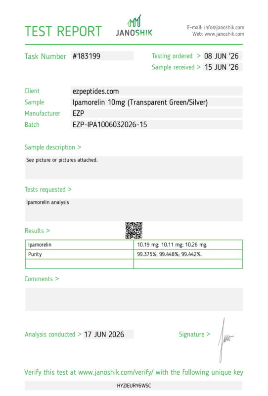 Ipamorelin 10mg COA