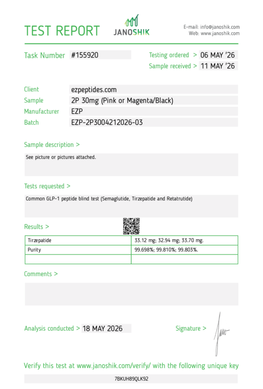 EZP-2P 30mg – (10 vials/Kit) COA