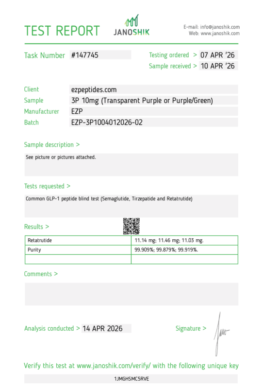 EZP-3P 10mg – (10 vials/Kit) COA